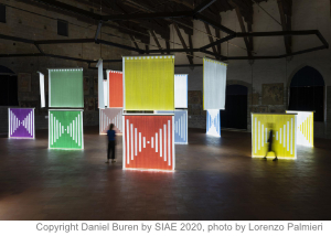 Daniel Buren, Illuminare lo spazio, lavori in situ e situati, Bergamo, GAMeC, Italy