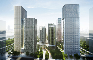 gmp von Gerkan Marg und Partner Tower block complex of ten buildings in Nanjing