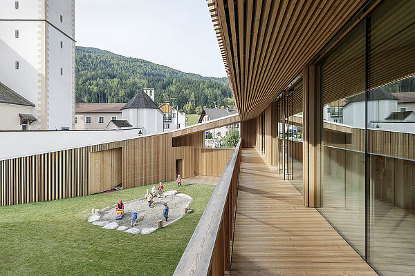 feld72, Kindergarten, Valdaora di Sotto, Niederolang, South Tyrol, Bolzano, Italy