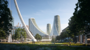 Santiago Calatrava, Peninsula Place, Knight Dragon, Greenwich Peninsula, London, UK, Thames