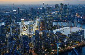 Santiago Calatrava, Peninsula Place, Knight Dragon, Greenwich Peninsula, London, UK, Thames