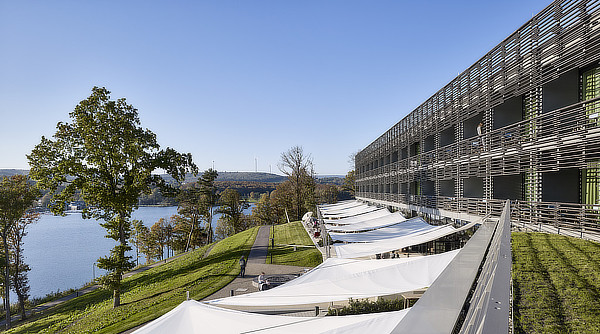 Graft architects, Seezeitlodge Hotel Bostalsee, Gonnesweiler, Saarland, Germany, Knippers Helbig, Ernst Partner Landschaftsarchitekten