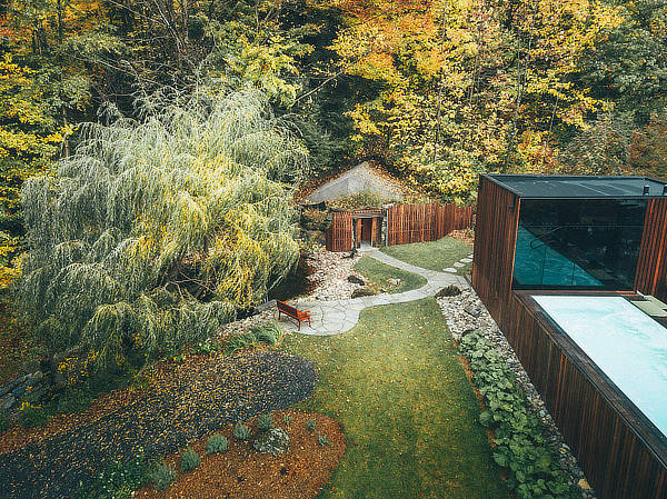 Blouin Tardif Architecture Environnement, Balnea spa, réserve thermale, Le pavillon Ouest, Bromont, Quebec, Canada